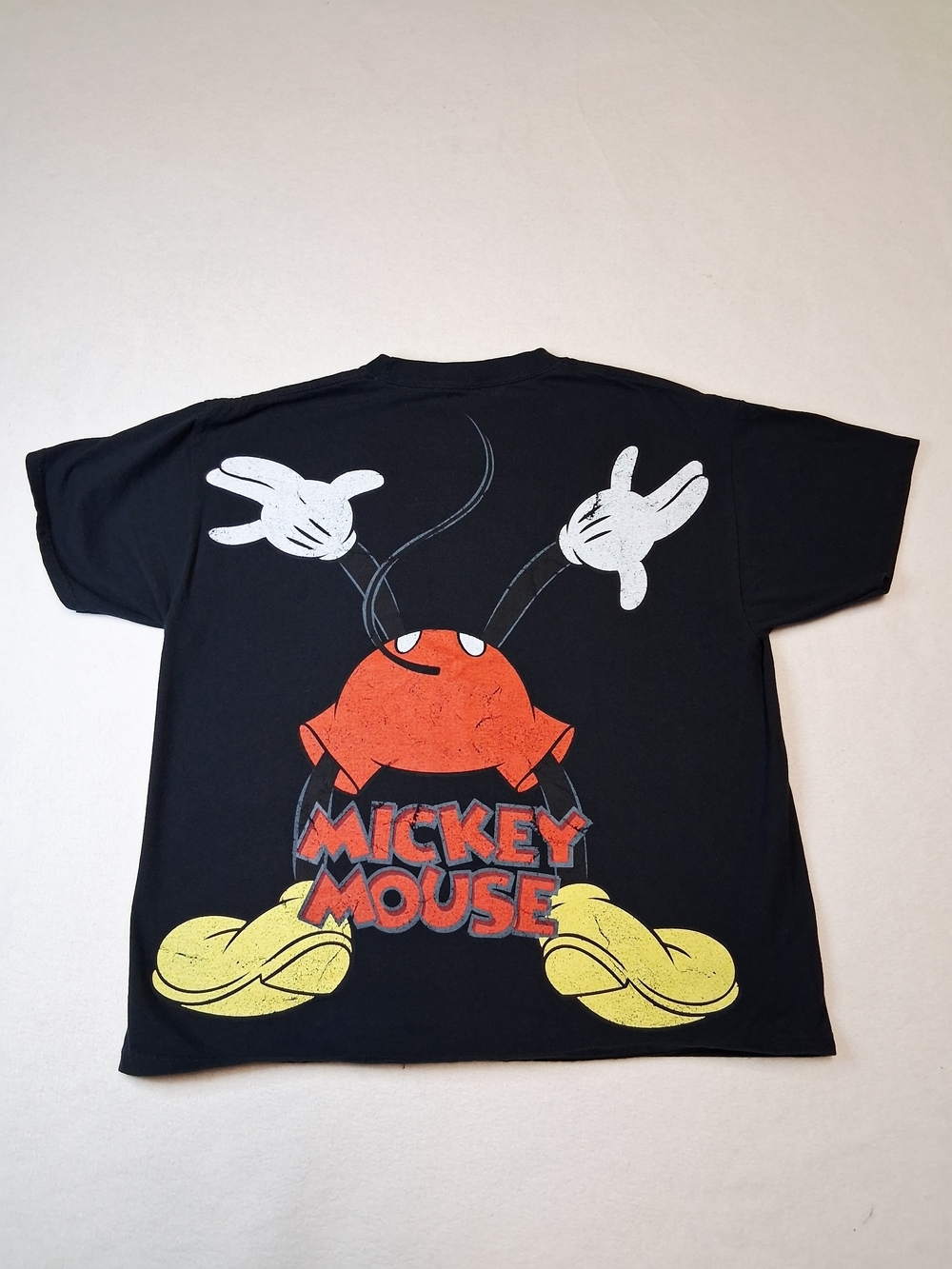 Disney Black Mickey Mouse Graphic Tee with Red, Yellow, White Accents